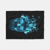 Blue Fire Skull Fleece Blanket (Voorkant (Horizontaal))