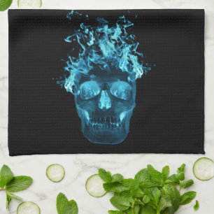 Blue Fire Skull Kitchen Towel Theedoek
