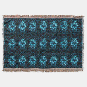 Blue Fire Skull Throw Blanket Deken