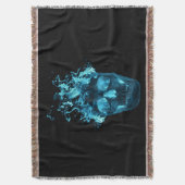 Blue Fire Skull Throw Blanket Deken (Voorkant Verticaal)