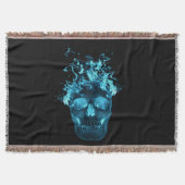 Blue Fire Skull Throw Blanket Deken (Voorkant)