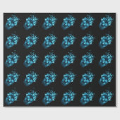 Blue Fire Skull Wrapping Paper Cadeaupapier (Vlak)