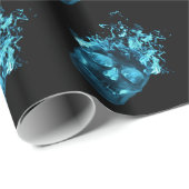 Blue Fire Skull Wrapping Paper Cadeaupapier (Rol Hoek)