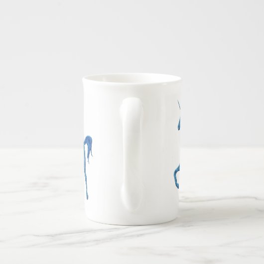 Blue Fire Unicorn Bone China Mok (Achterkant)