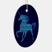 Blue Fire Unicorn Oval Ornament (Rechts)