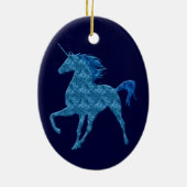 Blue Fire Unicorn Oval Ornament (Achterkant)