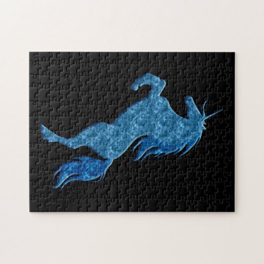 Blue Fire Unicorn Puzzle Legpuzzel (Horizontaal)