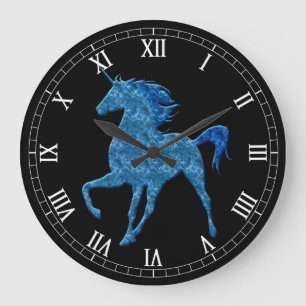 Blue Fire Unicorn Roman Numeral Clock Grote Klok