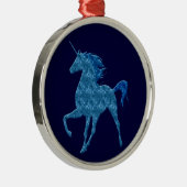 Blue Fire Unicorn Round Ornament (Rechts)