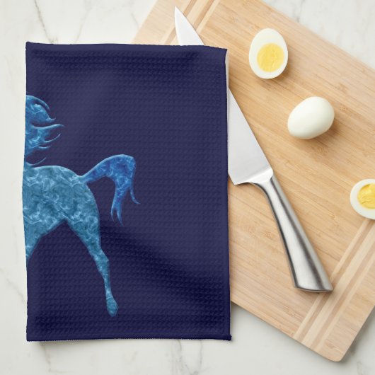 Blue Fire Unicorn serviette de cuisine (Quart Plié)