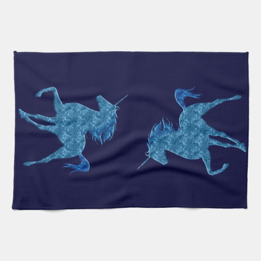 Blue Fire Unicorn serviette de cuisine (Horizontal)