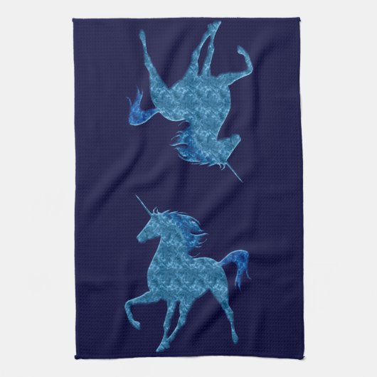 Blue Fire Unicorn serviette de cuisine (Vertical)