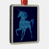 Blue Fire Unicorn Square Ornament (Rechts)