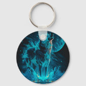 Blue Fire Wolf Sleutelhanger (Achterkant)