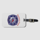 Blue Firefighter Badge Logo Gepersonaliseerd Bagagelabel (Voorkant (horizontaal))