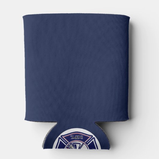 Blue Firefighter Badge Logo Persoonlijk Blikjeskoeler (Achterkant)