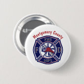 Blue Firefighter Badge Logo Persoonlijk Ronde Button 5,7 Cm (Voorkant /achterkant)