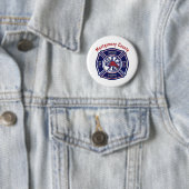 Blue Firefighter Badge Logo Persoonlijk Ronde Button 5,7 Cm (In situ)