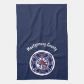 Blue Firefighter Badge Logo Persoonlijk Theedoek (Verticaal)
