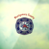 Blue Firefighter Badge Logo Raamsticker (Vel 3)