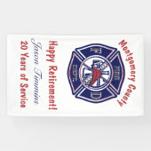 Blue Firefighter Badge Logo Retirement Party Spandoek (Horizontaal)