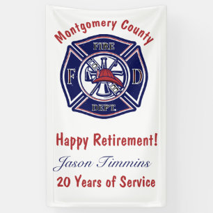 Blue Firefighter Badge Logo Retirement Party Spandoek