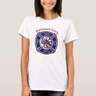 Blue Firefighter Badge Logo T-shirt