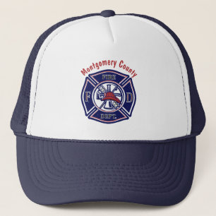 Blue Firefighter Badge Logo Trucker Pet