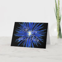 Blue Fireworks Juli 4th Custom Wenskaart