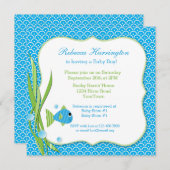 Blue Fish Baby shower Invitation Kaart (Voorkant / Achterkant)