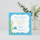 Blue Fish Baby shower Invitation Kaart (Staand voorkant)