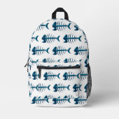 Blue Fish Botten Pattern Bedrukte Rugzak (Voorkant)