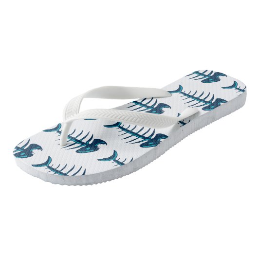 Blue Fish Botten Pattern Teenslippers (Schuin)