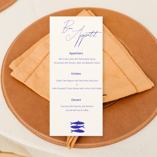 Blue Fish Design Menu Mariage Italie