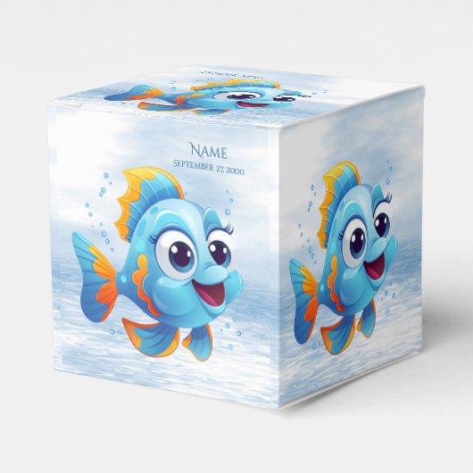 Blue Fish Favor Box Bedankdoosjes (Voorkant Zijde)