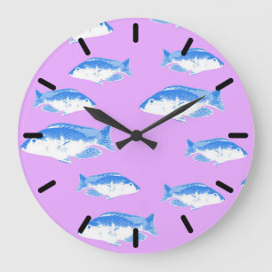 Blue fish on lilac grote klok