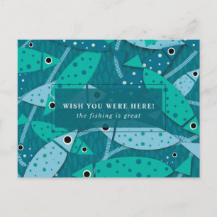 Blue Fish Pattern Gepersonaliseerd Briefkaart