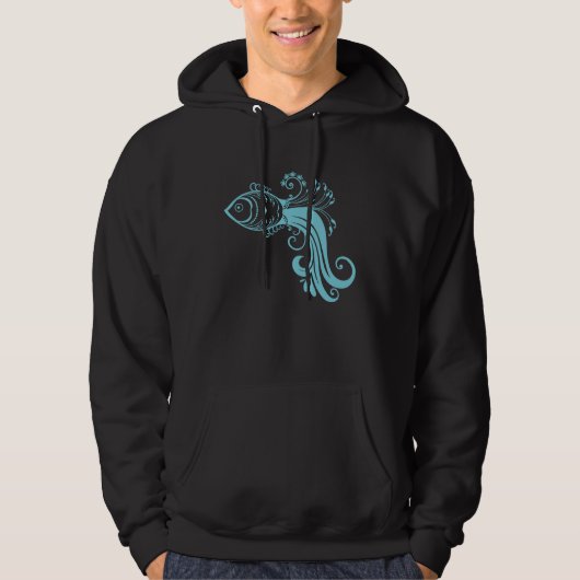 Blue fish Pattern Hoodie (Voorkant)