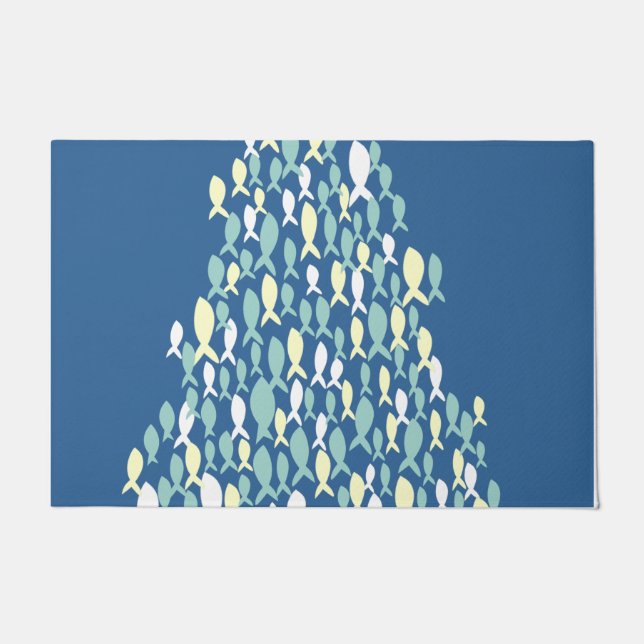 Blue Fish Pattern Rug, New Home Layer Rug Deurmat (Voorkant)