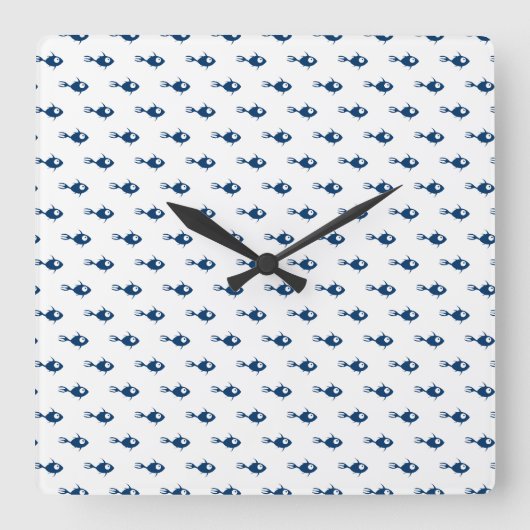 Blue Fish Pattern Wall klok (Voorkant)
