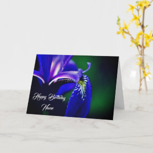 Blue Flag Iris Flower Personalized Birthday Kaart