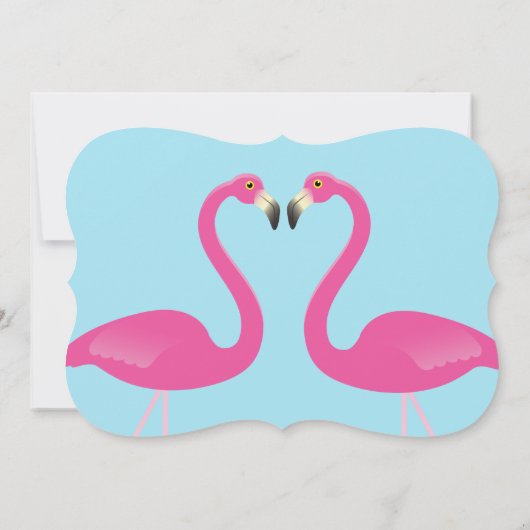Blue Flamant rose Beach Wedding Invitation (Dos)