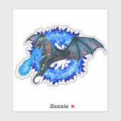 Blue Flame Fire Ademende Dragon Fantasy Sticker (Vel)