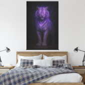 Blue Flame Guardian White Tiger – Standing Divine Canvas Afdruk (Insitu (Slaapkamer))