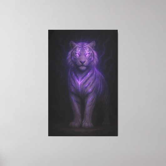 Blue Flame Guardian White Tiger – Standing Divine Canvas Afdruk (Voorkant)