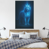Blue Flame Lightning White Tiger – Celestial Storm Canvas Afdruk (Insitu (Slaapkamer))