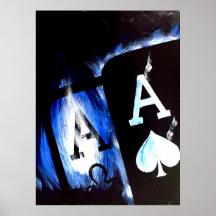 Blue Flame Pocket Aces Poker poster van Teo Alfons