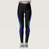 "Blue Flame" Tattoo-effect Leggings (Voorkant)