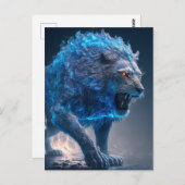 Blue Flames Fire Lion Briefkaart (Voorkant / Achterkant)