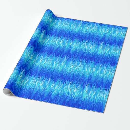 Blue Flames Pattern - Hot Rod Cadeaupapier (Uitgerold)